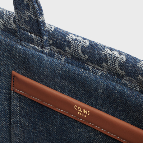 SMALL CABAS THAIS IN DENIM WITH TRIOMPHE ALL-OVER AND CALFSKIN DENIM / SILVER - Image 4